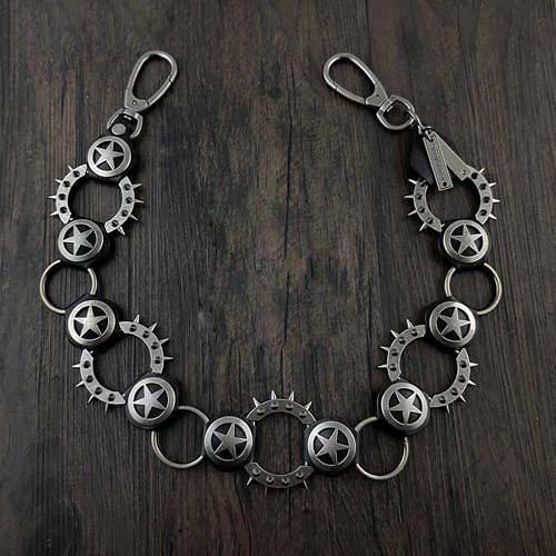 HEAVY METAL PUNK STAR BIKER SILVER WALLET CHAIN LONG PANTS CHAIN SILVER Jeans Chain Jean Chain FOR MEN