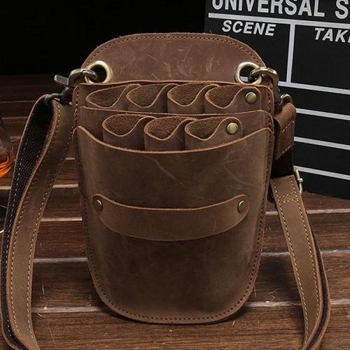 Cool Leather Mens Hairstylist Tool case barber pouch scissors case Belt Pouch