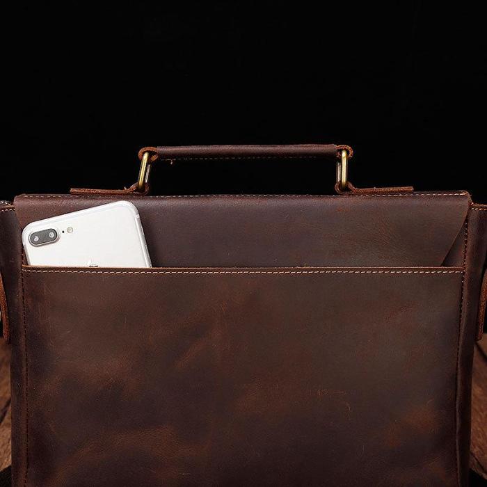 Vintage Brown Leather Men's Profess Briefcase Business Brown Shoulder Briefcase For Men