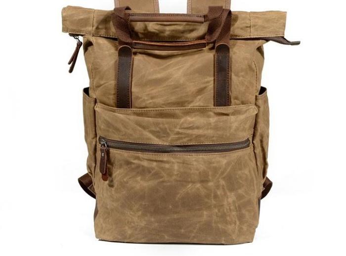 Waxed Canvas Leather Mens Backpack Canvas Travel Backpack Canvas School Backpack for Men