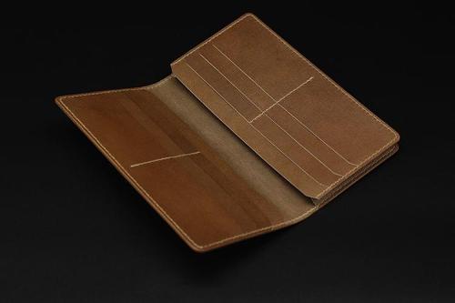 Handmade Leather Tooled Xiuhpohualli Calendar Mens Long Wallet Cool Leather Wallet Clutch Wallet for Men