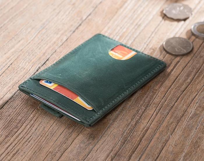 Handmade Leather Mens Cool Short Wallet Card Holder Small Card Slim Wallets for Men