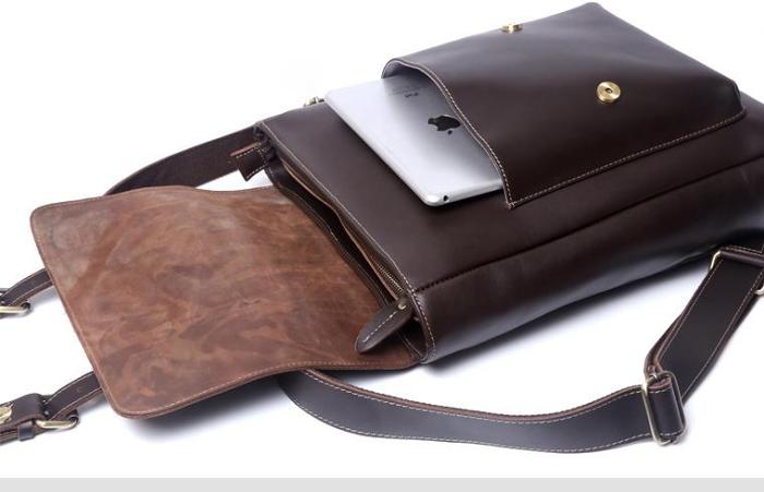 Genuine Leather Mens Cool Backpack Sling Bag Large Black Travel Bag Hiking Bag for men