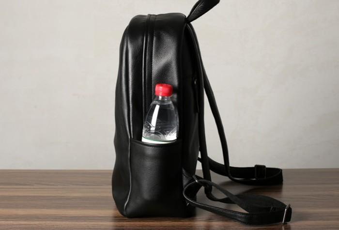 Genuine Leather Mens Cool Backpack Sling Bag Large Black Travel Bag Hiking Bag for men