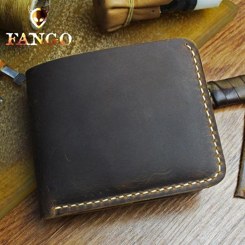 Handmade Leather Mens Cool Slim Leather Wallet Men billfold Wallets Bifold for Men