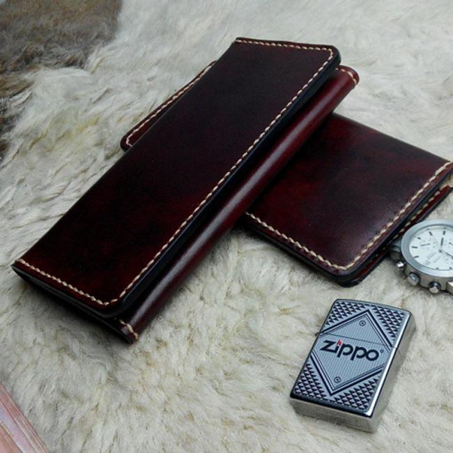Vintage Leather Mens Bifold Long Wallet Leather Long Wallets for Men