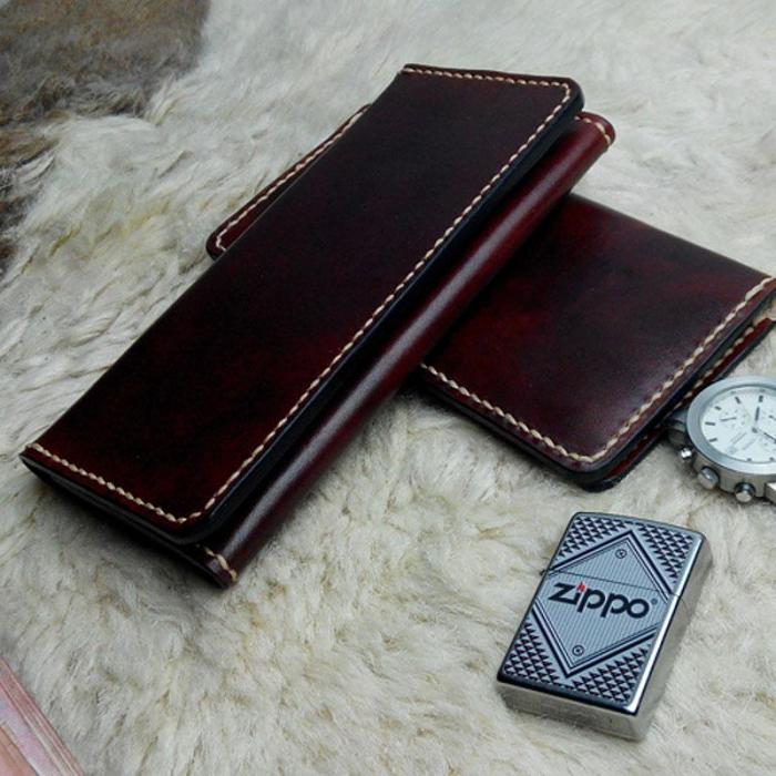 Vintage Leather Mens Bifold Long Wallet Leather Long Wallets for Men