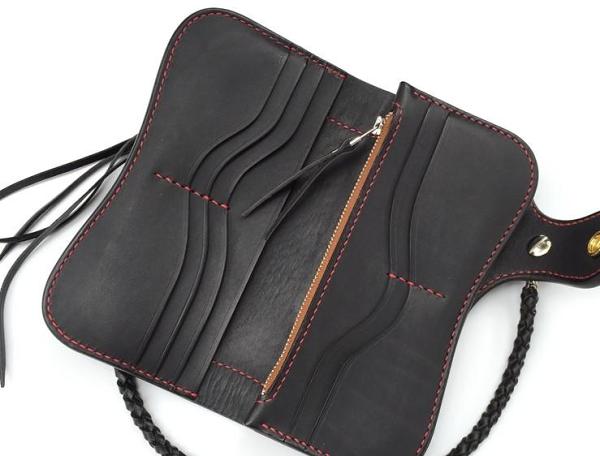 Handmade Leather Biker Wallet Mens Cool Chain Wallet Trucker Wallet with Chain
