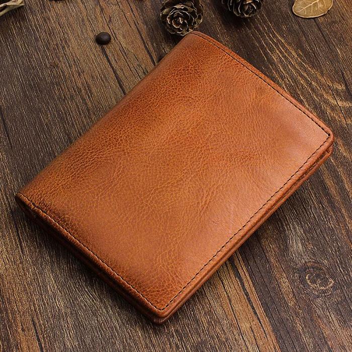 Handmade Leather Mens Cool Slim Leather Wallet Men Small Wallets Bifold for Men