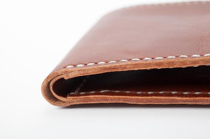 Red Brown Handmade Leather Mens billfold Wallet Bifold Small Wallets Front Pocket Wallet For Men