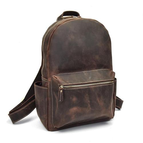 Cool Leather Mens Large Backpack Travel Backpack Vintage School Backpack for Men