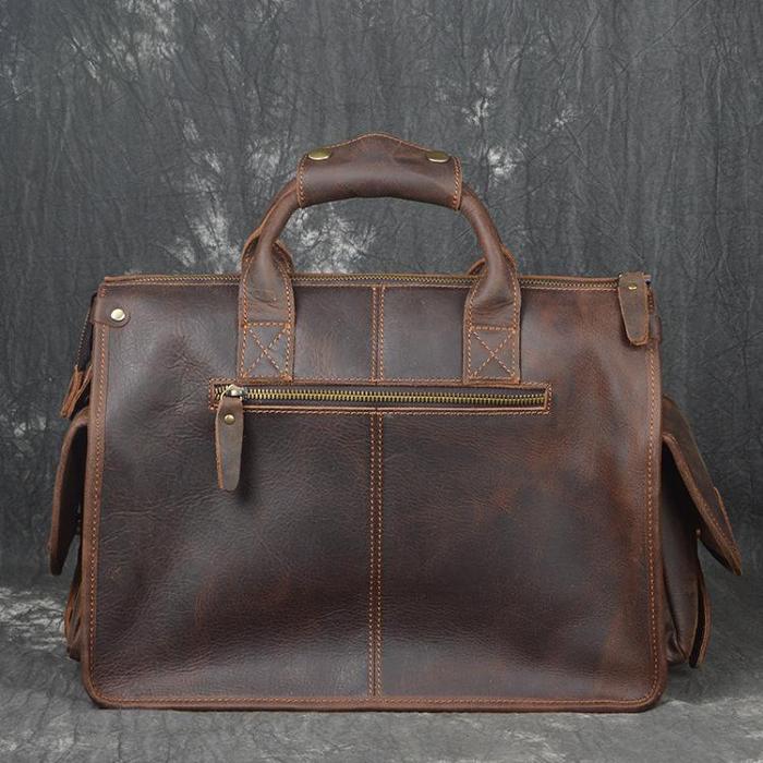 Vintage Leather Mens Large Travel Bag Weekender Cool Business Bag For Men