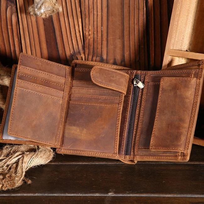 Vintage Leather Small Mens Wallet Bifold billfold Wallet for Men