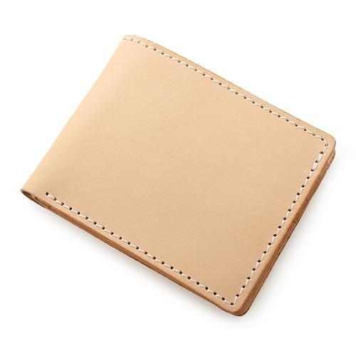 Light Beige Handmade Mens Bifold Leather Small Wallets Cool billfold Wallet for Men