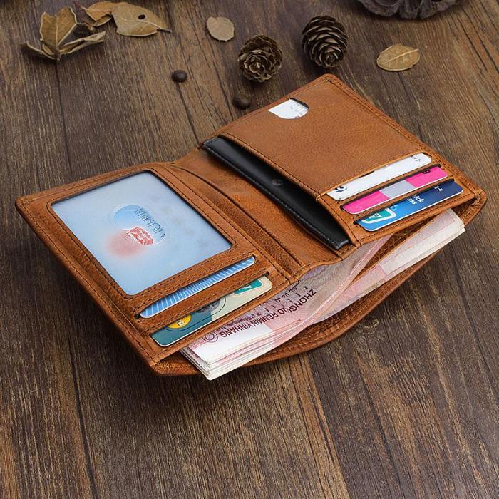 Handmade Leather Mens Cool Slim Leather Wallet Men Small Wallets Bifold for Men