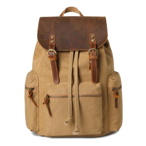 Canvas Leather Women Mens 16 Gray Travel Backpack Brown Computer Bag College Backpack for Men