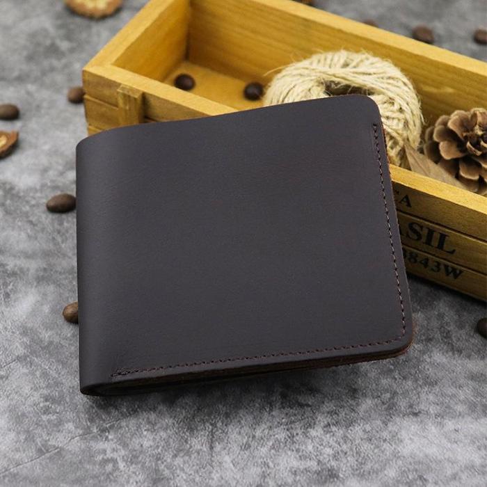 Cool Leather Mens Small Vertical Bifold Wallet billfold Wallet Horizontal Front Pocket Wallets for Men