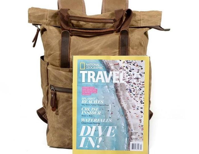 Waxed Canvas Leather Mens Backpack Canvas Travel Backpack Canvas School Backpack for Men