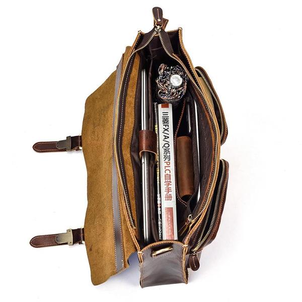 VINTAGE LEATHER MENS Large BRIEFCASEs BUSINESS BRIEFCASE Cool SHOULDER BAG HANDBAGS FOR MEN