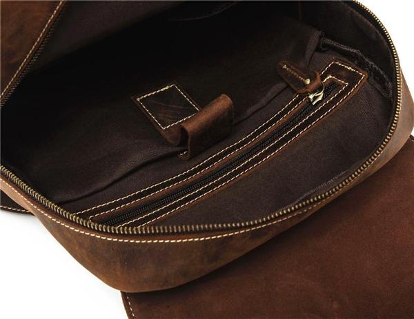 Cool Brown Mens Leather Dark Brown 14 Backpack Travel Backpack College Backpack for Men