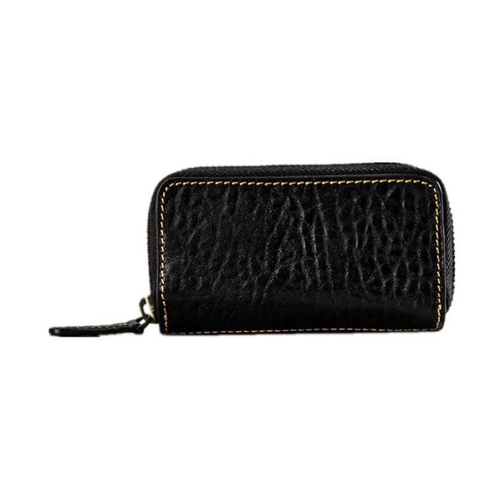 Leather Men Small Key Wallet Bifold Small Keyring Wallet for Men
