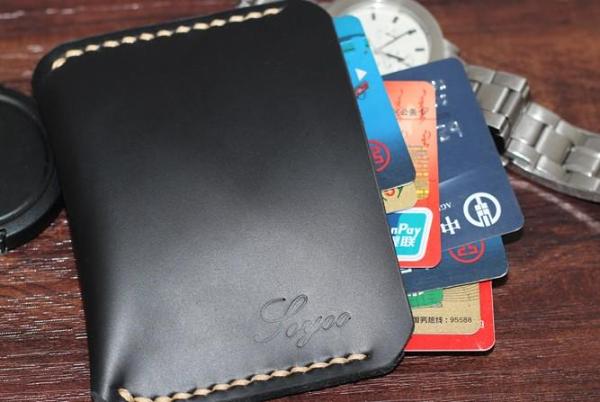 Black Leather Mens Slim Front Pocket Wallet Leather Small Wallets  for Men