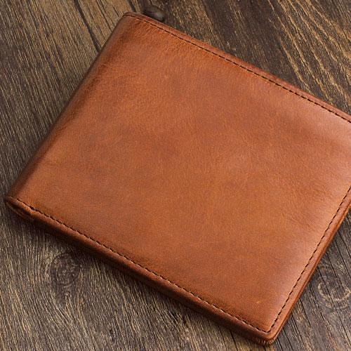 Handmade Leather Mens Cool Slim Leather Wallet Men Small Wallets Bifold for Men