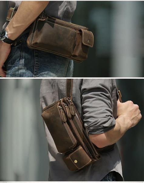 LEATHER MENS FANNY PACK FOR MEN BUMBAG Vintage WAIST BAG