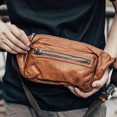 Vintage Leather Mens Fanny Pack Waist Bag Hip Pack Belt Bag Bumbag for Men
