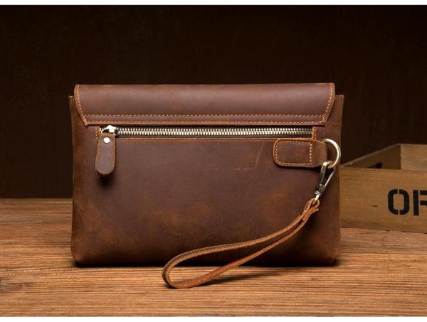 Brown Vintage Mens long Wallet Large Wristlet Wallet Cool Clutch Wallet Envelope Wallet for Men