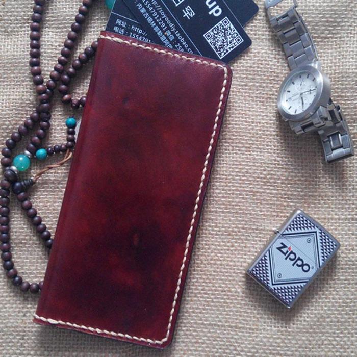 Vintage Leather Bifold Mens Long Wallet Leather Long Wallets for Men