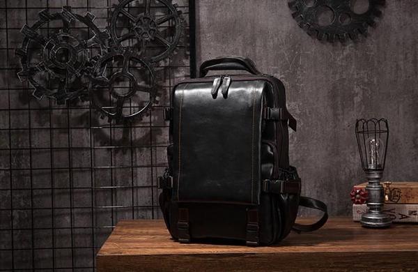 Cool Mens Leather 15inch Laptop Backpack Satchel Backpack Leather School Backpack for Men