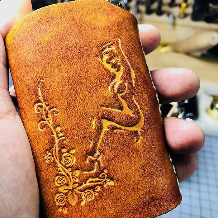 Handmade Leather Brown Mens ASVAPE MICHAEL Cigarette Case Holder for Men