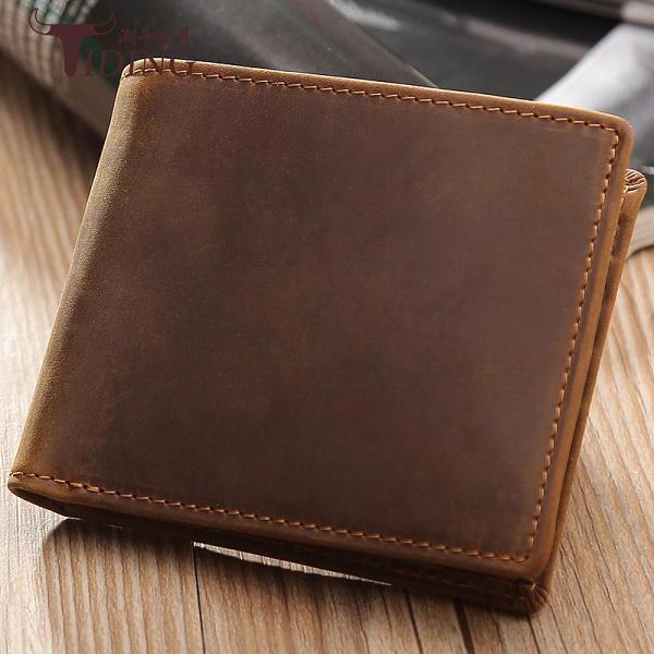 Bifold Leather Mens Wallet Small Wallet billfold Wallet Driver's License Wallet for Men