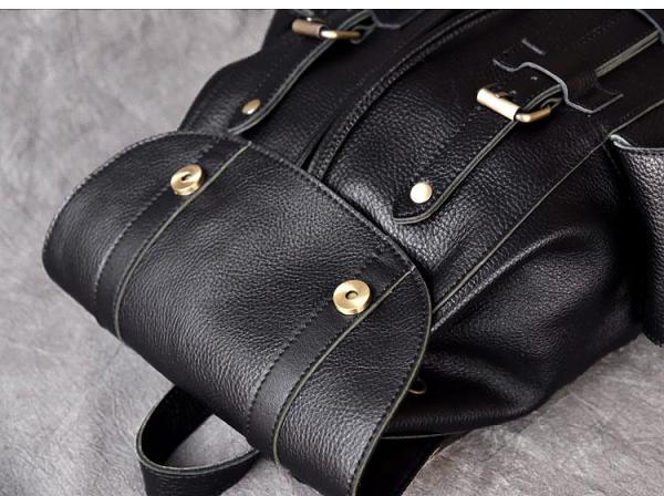 Black Leather Mens 15 Laptop Backpack Hiking Backpack Travel Backpack College Backpack for Men