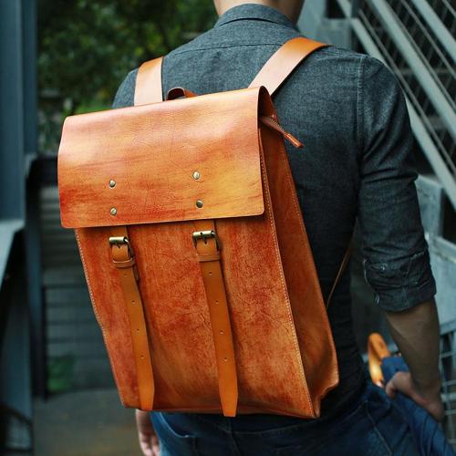 Leather Mens School Backpacks Travel Backpacks Laptop Backpack for men