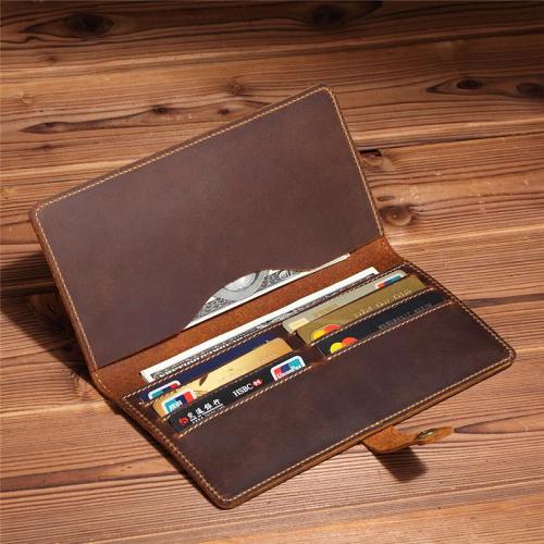 Handmade Cool Leather Wallets Long Leather Wallet Bifold Long Wallet For Men