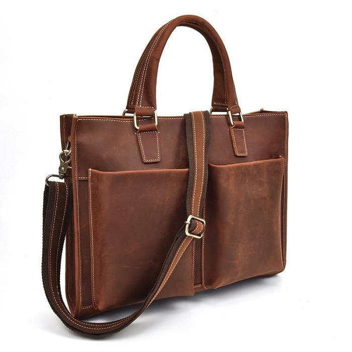 Men Leather Briefcase Bag Vintage Handbag Shoulder Bag For Men
