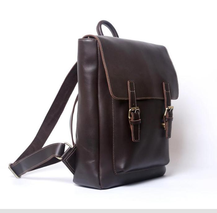 Genuine Leather Mens Cool Backpack Sling Bag Large Black Travel Bag Hiking Bag for men