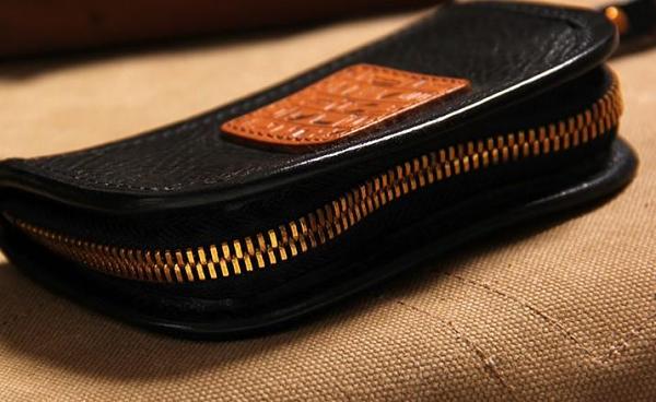 Mens Cool Key Wallet Handmade Leather Car Key Card Holder Car Key Case for Men