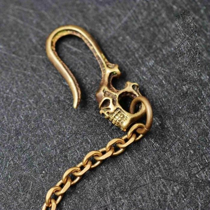 Solid Brass Cool Punk Rock Skull Wallet Chain Biker Trucker Wallet Chain Trucker Wallet Chain for Men