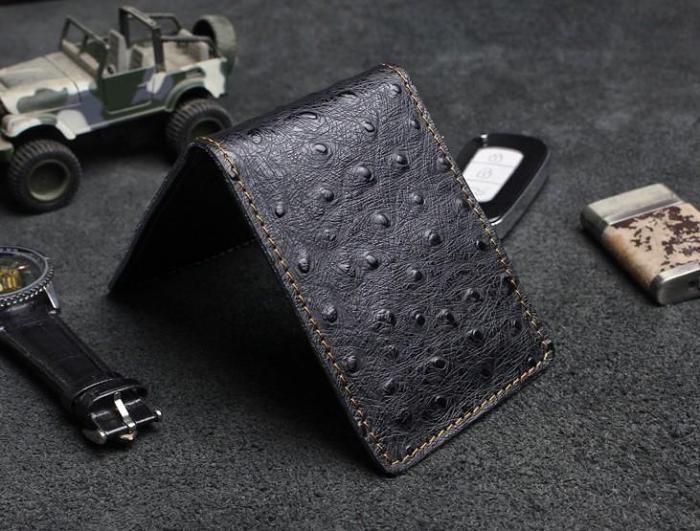Handmade Leather Mens License Wallets Cool Short Wallet Card Holder Small Card Slim Wallets for Men