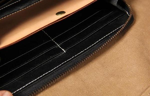 Cool Handmade Leather Mens Clutch Vintage Zipper Wallet for Men