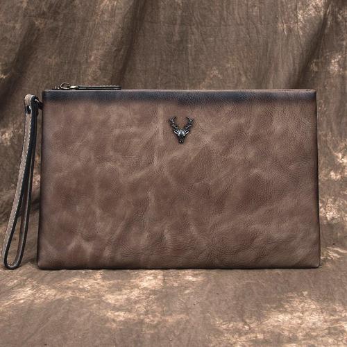 Vintage Tan MENS LEATHER SLIM ZIPPER CLUTCH WRISTLET PURSE BAG CLUTCH BAG FOR MEN