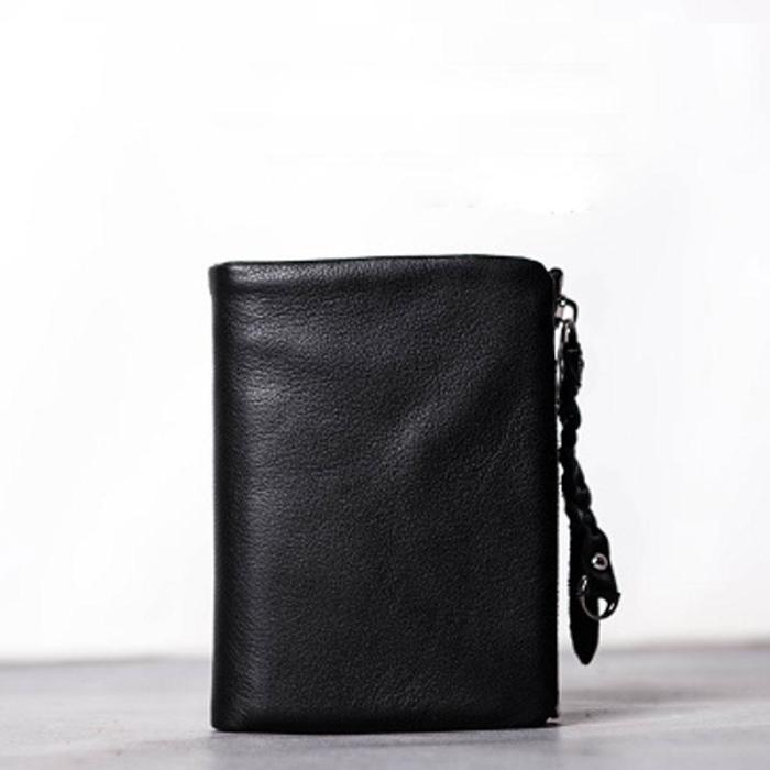 Leather Black Men Slim Small Wallet Bifold Small Wallet for Men