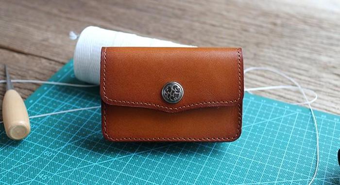 Handmade Leather Mens Change Wallet Card Wallet Front Pocket Wallets Small Wallets for Men