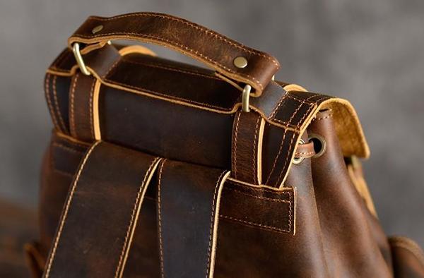 Handmade Leather Mens Cool Backpack Sling Bag Large Travel Bag Hiking Bag for men
