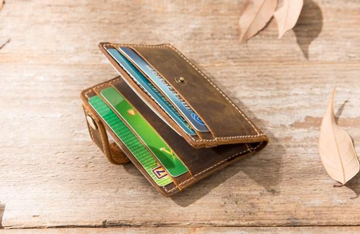 Leather Mens Card Holder Slim Front Pocket Wallets Card Wallet for Men