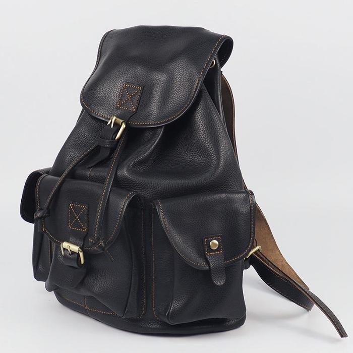 Vintage Mens Leather School Backpacks Satchel Backpack Leather Travel Backpack for Men