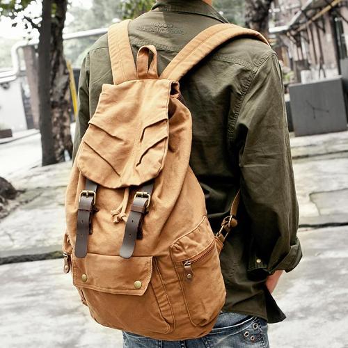 Canvas  Women Mens 18 Brown Travel Backpack Green Computer Bag College Backpack for Men